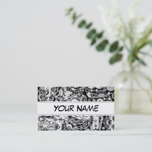 Zwart-witte geometrische kunst 3 visitekaartje (Staand voorkant)