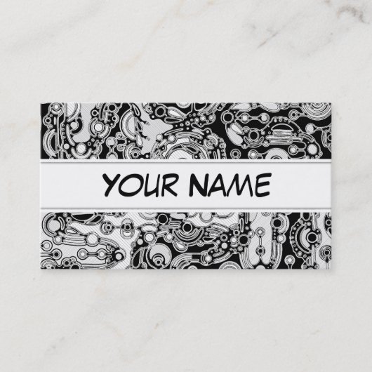 Zwart-witte geometrische kunst 3 visitekaartje (Voorkant)