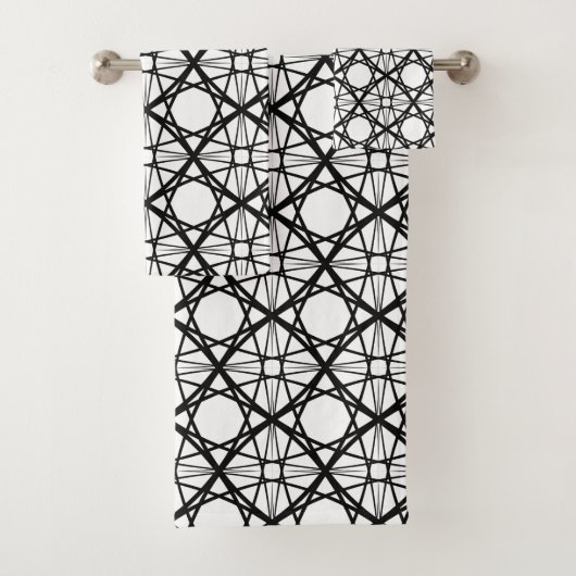 Zwart-witte geometrische kunst bad handdoek (Insitu)