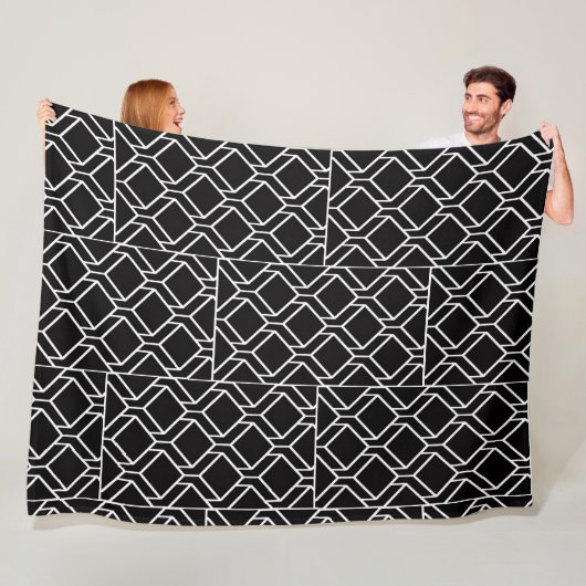 Zwart Witte Geometrische Kunst Dekken Fleece Deken (In situ)