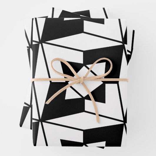 Zwart-witte geometrische kunst inpakpapier vel (In situ)