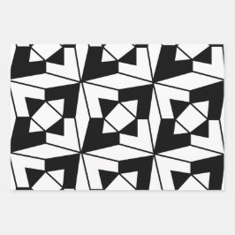 Zwart-witte geometrische kunst inpakpapier vel