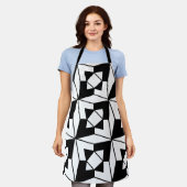 Zwart-witte geometrische kunst schort (Gedragen)