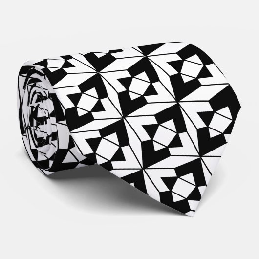 Zwart-witte geometrische kunst stropdas (Opgerold)