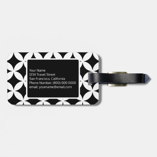 Zwart Witte Geometrische Patroon Aangepaste Monogr Bagagelabel (Achterkant horizontaal)