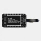 Zwart Witte Geometrische Patroon Aangepaste Monogr Bagagelabel (Achterkant horizontaal)