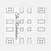 Zwart Witte Geometrische Patroon | Minimaal Abstra Fleece Deken (Voorkant (Horizontaal))