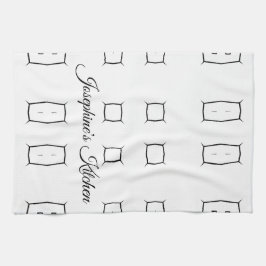 Zwart Witte Geometrische Patroon | Minimaal Abstra Theedoek