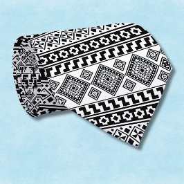 Zwart Witte Geometrische Polynesische Stam Monogra Stropdas