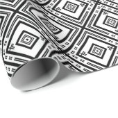 Zwart-witte geometrische sneeuwvlok cadeaupapier (Rol Hoek)