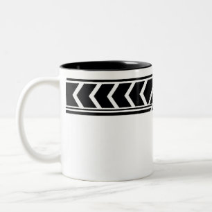 Zwart Witte Geometrische Tribale Patroon Klassieke Tweekleurige Koffiemok
