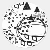 Zwart-witte geometrische vingerhoezen Achtergrond Ronde Sticker (Voorkant)