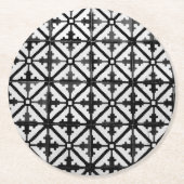 Zwart-witte gepatterde Tegel op de vloer Ronde Kartonnen Onderzetter (Voorkant)