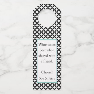 Zwart-witte gepersonaliseerde flesophanglabels flessenhanger