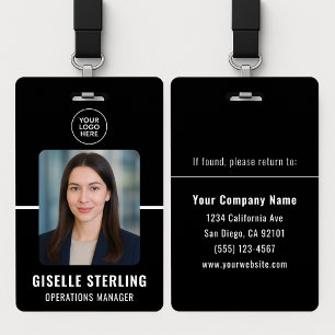 Zwart Witte Gepersonaliseerde ID-kaart voor werkne Badge