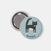 Zwart-witte gepersonaliseerde kat magneet (Voorkant / Achterkant)