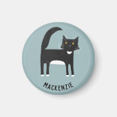 Zwart-witte gepersonaliseerde kat magneet (Voorkant)
