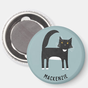 Zwart-witte gepersonaliseerde kat magneet
