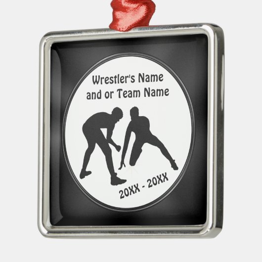 Zwart-witte gepersonaliseerde rustelversieringen metalen ornament (Links)