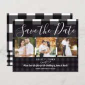 Zwart-witte geplakte cheques Foto opslaan Datum (Voorkant / Achterkant)