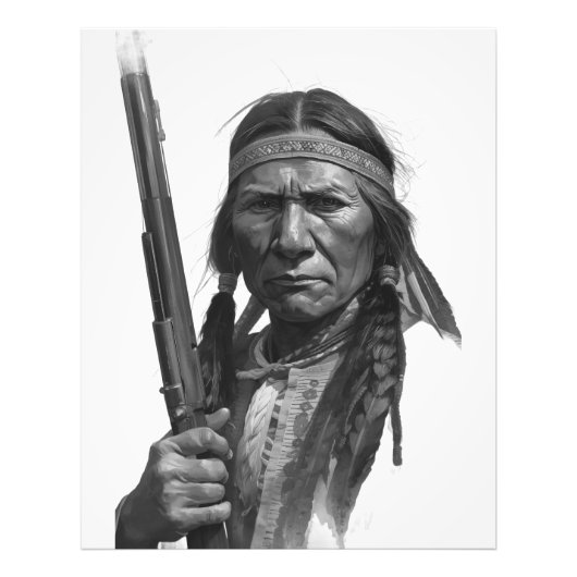 Zwart & Witte Geronimo Foto Afdruk (Voorkant)