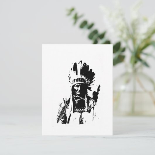 Zwart & Witte Geronimo Uitnodiging (Staand voorkant)