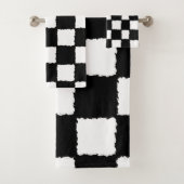 Zwart-witte Geruit ploetert Effect Bad Handdoek (Insitu)