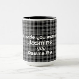 Zwart Witte Geruite Bijbel Inspiratie Thema Thee Mok