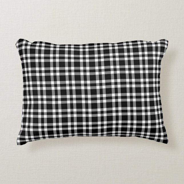 Zwart Witte Geruite Patroon Accent Kussen (Voorkant)