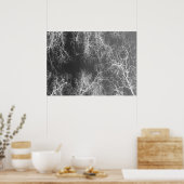 Zwart-witte gesilhoueteerde bomen poster (Keuken)
