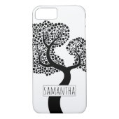 Zwart-witte gestileerde boom en naam Case-Mate iPhone case (Achterkant)