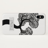 Zwart-witte gestileerde boom en naam Case-Mate iPhone case (Achterkant (horizontaal))