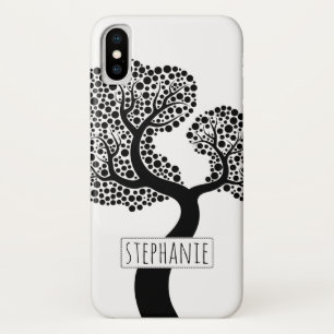 Zwart-witte gestileerde boom en naam Case-Mate iPhone case