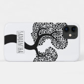 Zwart-witte gestileerde boom en naam Case-Mate iPhone case (Achterkant (horizontaal))