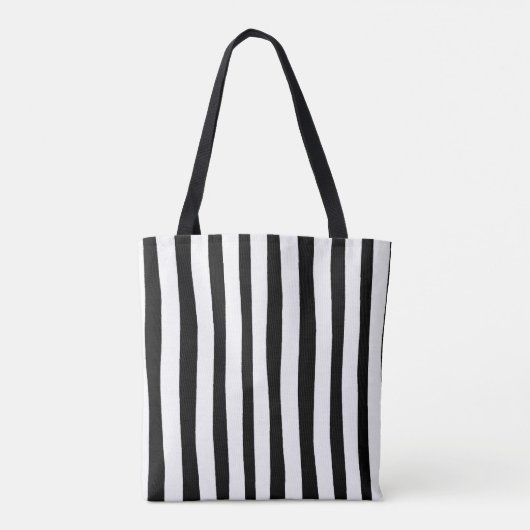 Zwart-witte gestreept, persoonlijke Canvas tas (Achterkant)