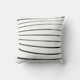 Zwart/witte gestructureerde gebogen strepen kussen