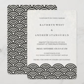 Zwart-witte geüluiseerde golven Elegant Beach Wedd Kaart (Voorkant / Achterkant)