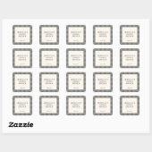 Zwart Witte Gingham Bruiloft Brunch Feest Custom Vierkante Sticker (Vel)