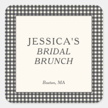 Zwart Witte Gingham Bruiloft Brunch Feest Custom