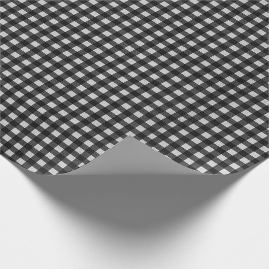 Zwart-witte gingham cadeaupapier (Hoek)