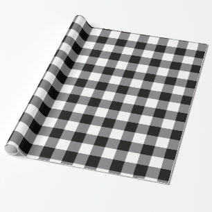 Zwart-witte gingham cadeaupapier