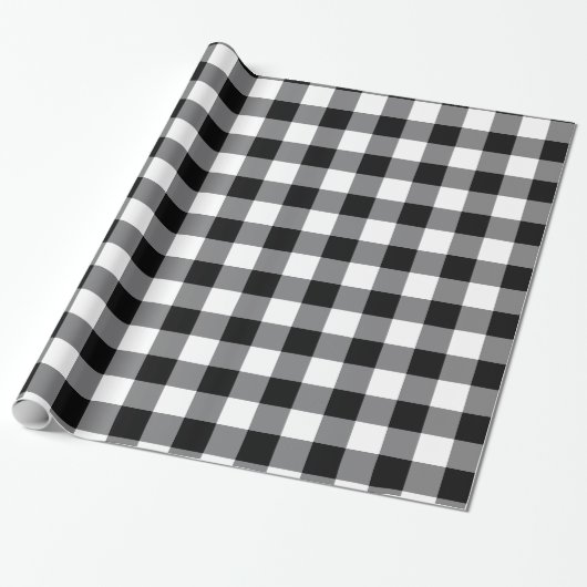 Zwart-witte gingham cadeaupapier (Uitgerold)
