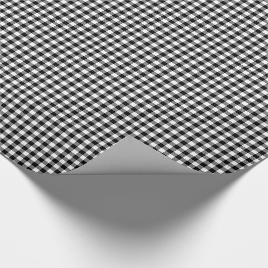 Zwart-witte gingham cadeaupapier (Hoek)