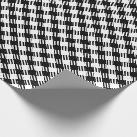 Zwart-witte gingham cadeaupapier (Hoek)