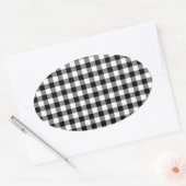 Zwart-witte Gingham Checks Ovale Sticker (Envelop)