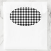 Zwart-witte Gingham Checks Ovale Sticker (Tas)