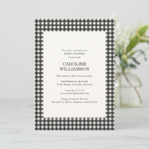 Zwart Witte Gingham Geruite Winter Baby Borrel Kaart