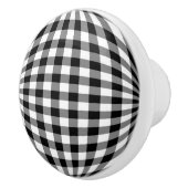 Zwart-witte gingham keramische knop (Rechts)