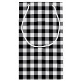 Zwart-witte gingham klein cadeauzakje (Achterkant)