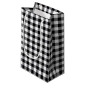 Zwart-witte gingham klein cadeauzakje (Voorkant Gekanteld)